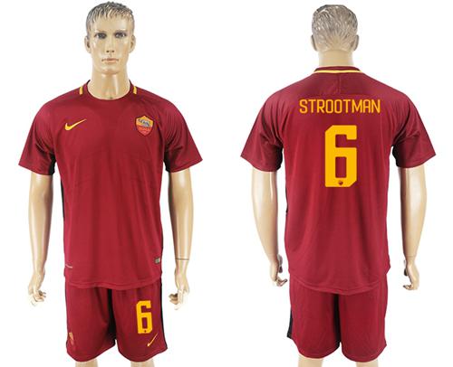 Roma #6 Strootman Red Home Soccer Club Jersey - Click Image to Close